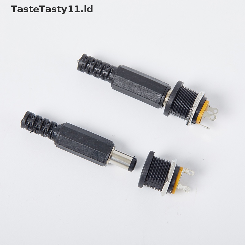 Tastetasty 5pcs Male Plug+5pcs DC022 Socket Female Jack Screw Nut Panel Mount Konektor 5.5 * 2.1mm DC 12V.
