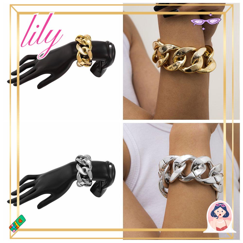 Lily Berlebihan Tebal Link Rantai Wanita Pria Fashion Steampunk Bangle Link Rantai Hip Hop Kalung