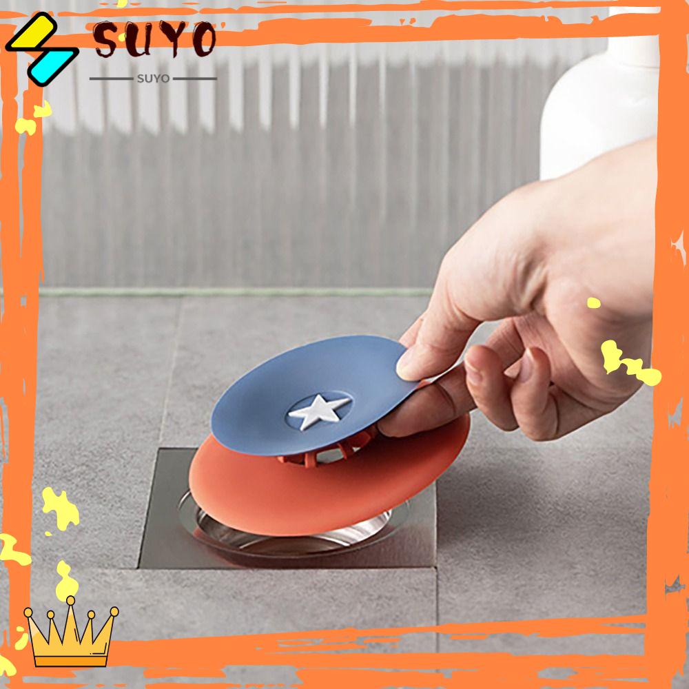 Suyo 3Pieces Floor Drain Pad Alat Kamar Mandi 3pcsks Penutup Saluran Air Kamar Mandi Filter Rambut Colander Shower Drain Cover Silicone Sumbat Wastafel