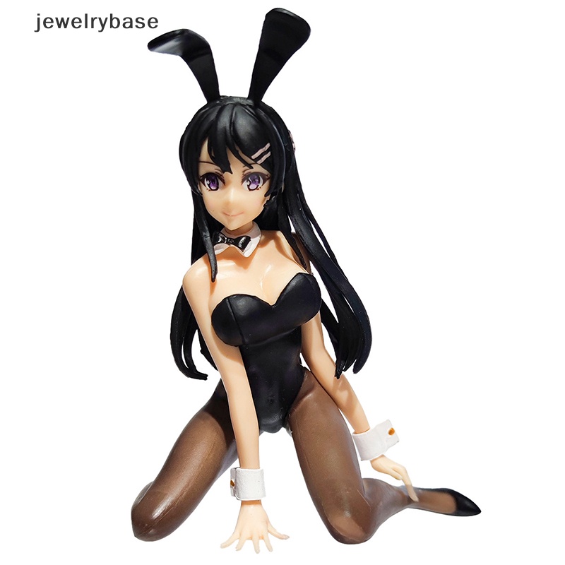[jewelrybase] Anime Figure Sakurajima Mai Sexy Hitam Sutra Bunny Girl Kneeling Stance Boneka Hadiah Butik