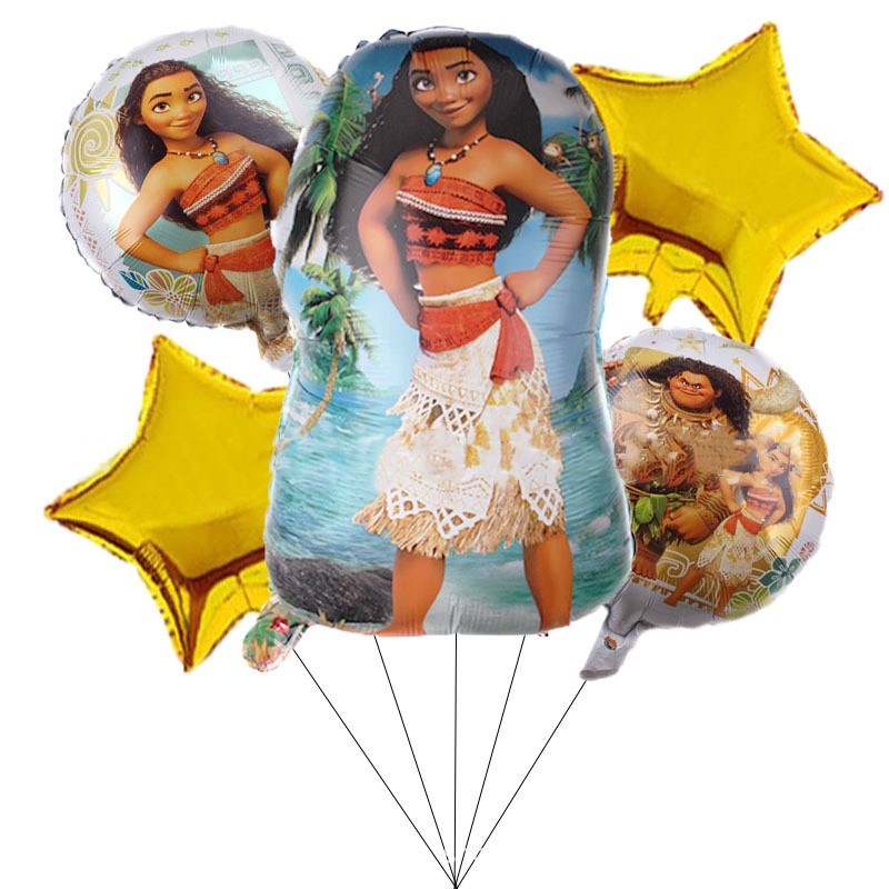 10 Pcs 5 Pcs Disney Movie Moana Action Figure Balon Foil Moana Baby Doll Aluminium Film Balon Festival Ulang Tahun