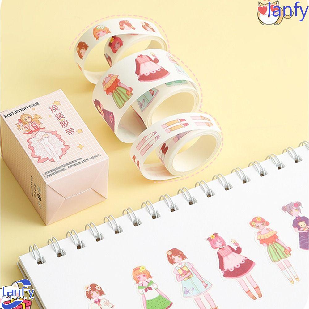 Lanfy Kecantikan Dress Up Tape Stiker Kartun Mahasiswa Scrapbooking Aesthetic Mainan Anak Jurnal DIY Stiker Hias