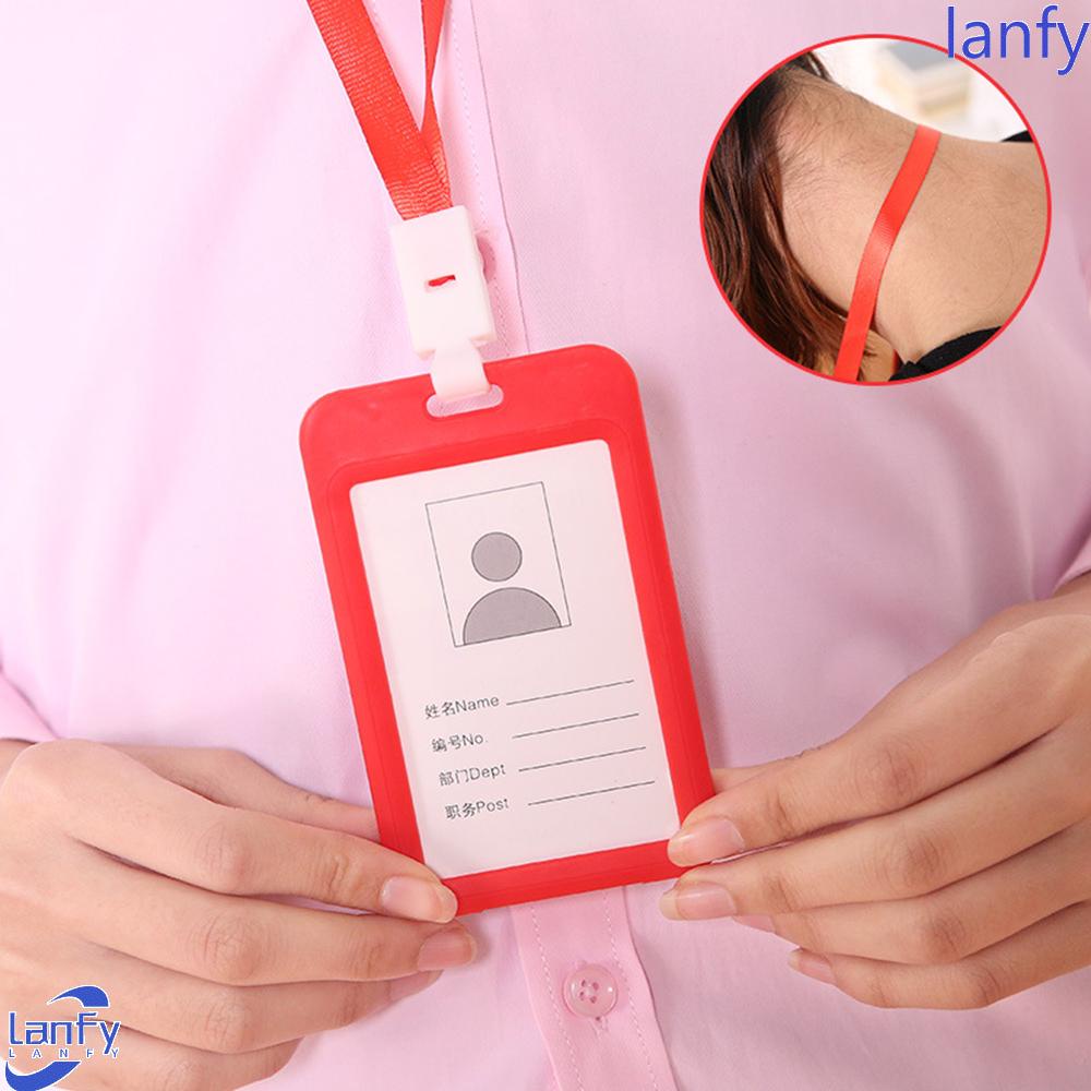 Lanfy ID Card Holder Dual Bening Serbaguna Kantor Sekolah Bisnis Pameran Lengan Kartu