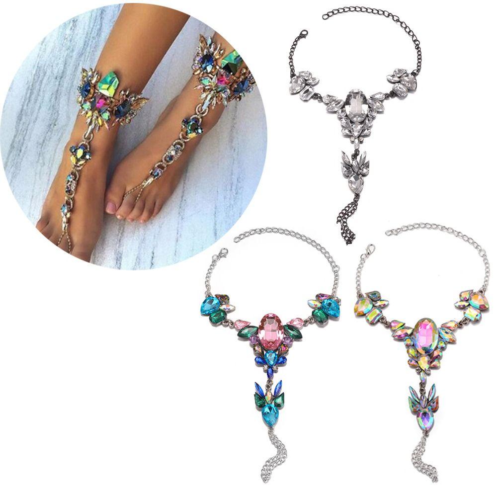 Nanas Gelang Kaki Rantai Mewah Kristal Kaki Dekorasi Barefoot Sandal Wanita Supply Perhiasan Kaki