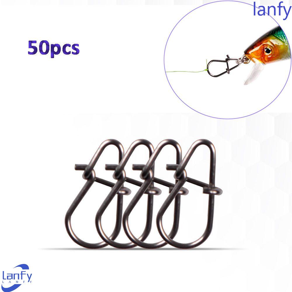 Lanfy 50 Pcs Klip Konektor Umpan Pancing Bahan Stainless Steel Ukuran 0.6mm