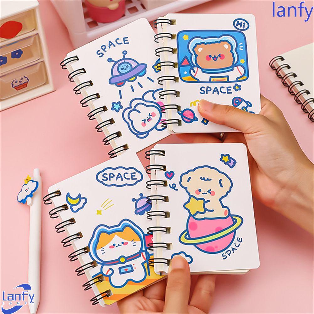 Lanfy Astronot A7 Notebook Portable Kawaii Sekolah Kantor Supply Mini Pocket Book Stationery Diary Buku Kartun Coil Notebook