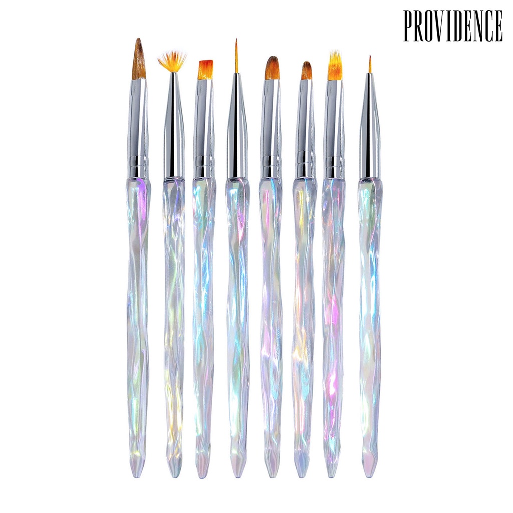 Providence 8Pcs/Set Lukisan Bunga Kuku Seni Brush Bulu Lembut Warna Gradien Non-slip Handle Manicure Tool Profesional Nail Liner Brush Nail Dotting Pen Perlengkapan Salon Kuku