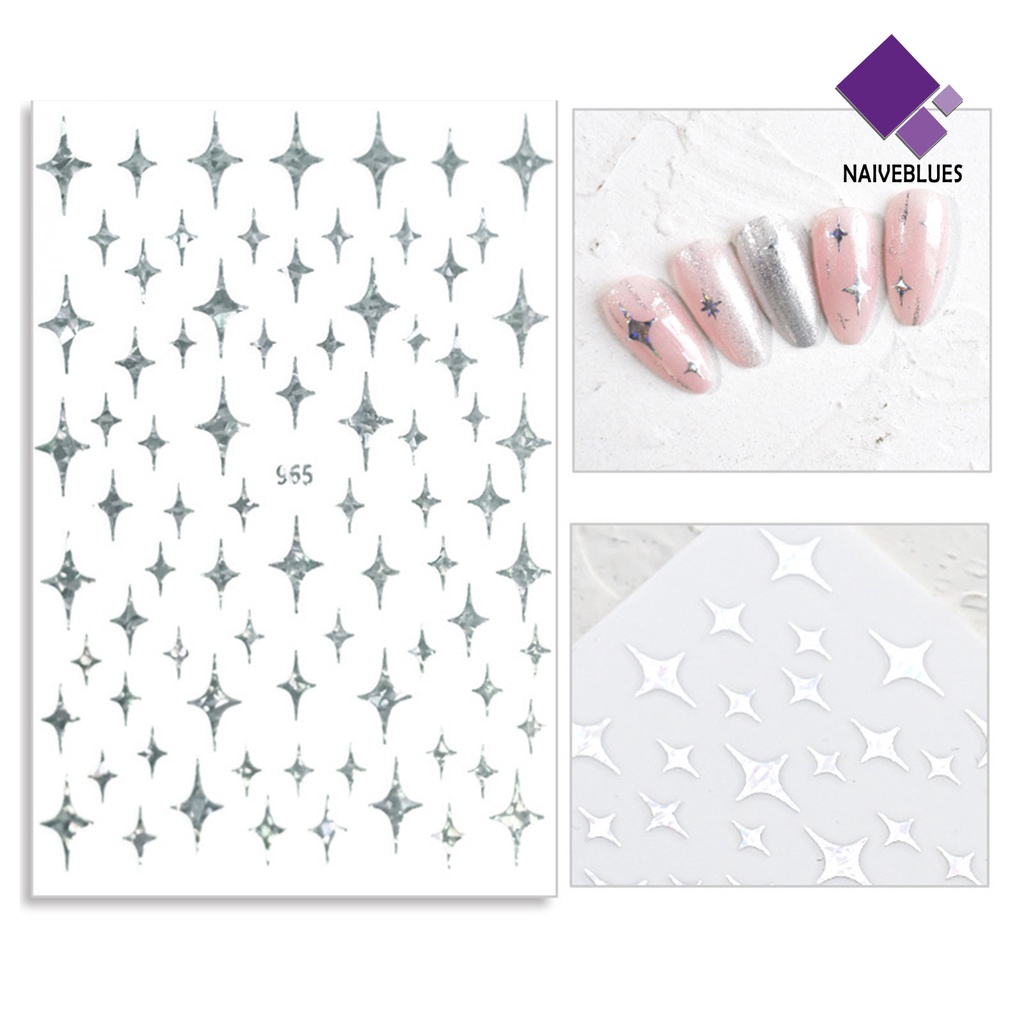 [naiveblues] 7pcs/set Stiker Meteor Kuku Lem Belakang Mudah Berkilau Starlight Meteor Manicure Stickers