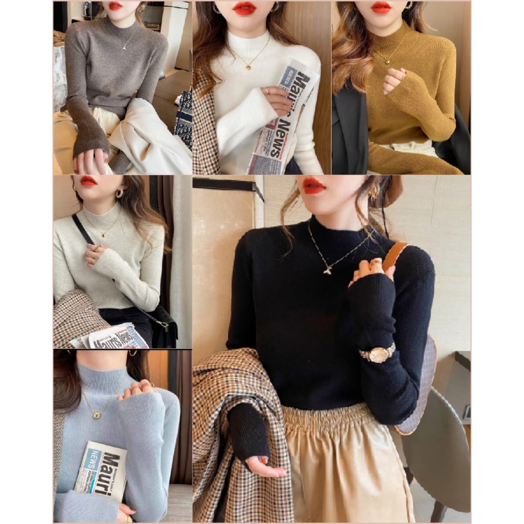 TELLY ➡️ BJ-006 Atasan Rajut Turtleneck Wanita Lengan Panjang Bahan Halus dan Adem | Iner Rajut Turtleneck