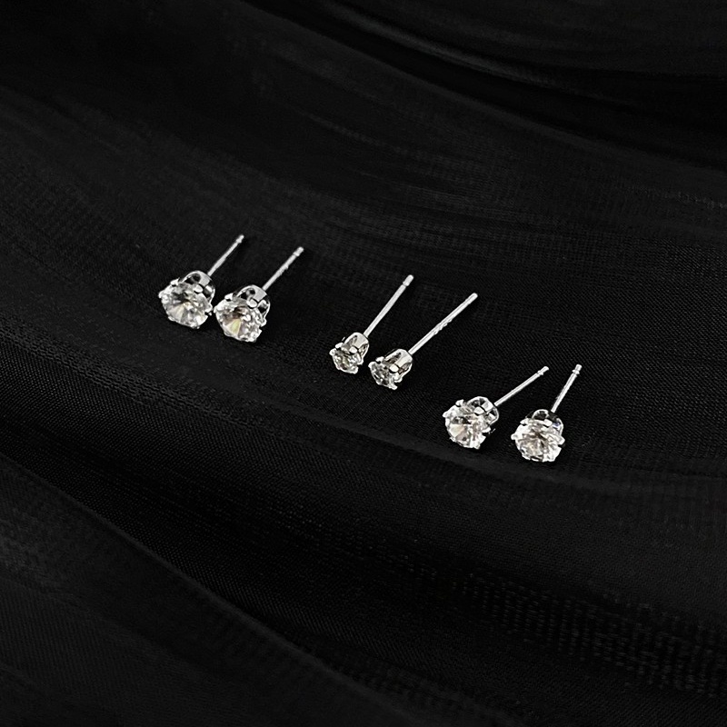 6pcs Anting Tusuk Berlian Imitasi Ukuran Campur Untuk Wanita Gadis Anting Kristal Set Hadiah Perhiasan Pesta Pernikahan