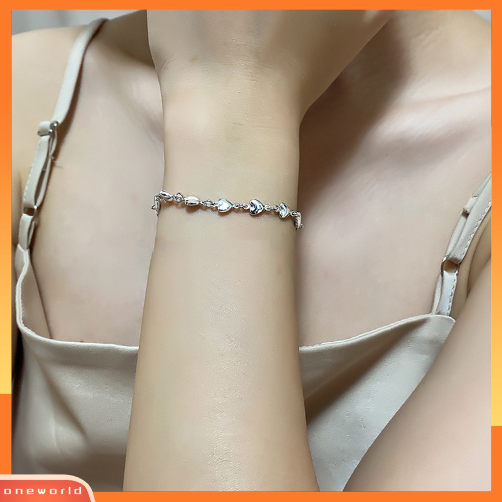 [EONE] Wanita Gelang Adjustable Manis Romantis Terang Kilau All-match Dekorasi Hadiah Ulang Tahun Penuh Cinta Hati Rantai Gelang Pesona Perhiasan Untuk Pacaran
