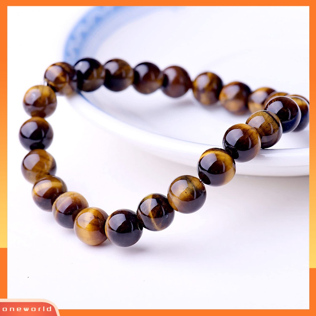 [EONE] 4pcs/set Gelang Pasangan Aneka 8mm Manik-Manik Bulat Batu Alam Elastis Penghilang Stress Pria Wanita Tiger Eye Bracelet Fashion Perhiasan