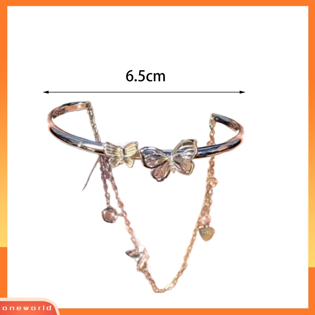 [EONE] Wanita Bangle Setengah Rantai Splicing Adjustable Elegan Peri Warna Perak Berongga Kupu-Kupu Wanita Gelang Fashion Perhiasan