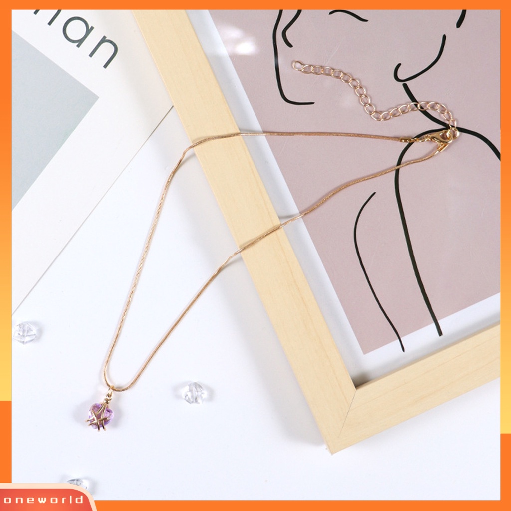 [EONE] Wanita Kalung Elegan Hias Eye-catching Nyaman Adjustable Perhiasan Hadiah Imitasi Kristal Dekorasi Perempuan Cinta Hati Liontin Birthstone Kalung Untuk Pacaran