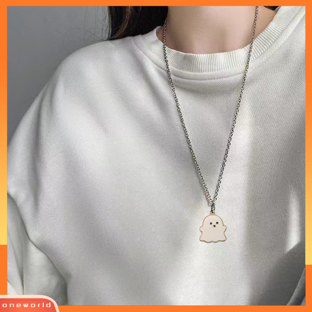 [EONE] All Match Rantai Klavikula Elegan Simple Dress Up Kalung Liontin Motif Hantu Unik Untuk Hari Valentine