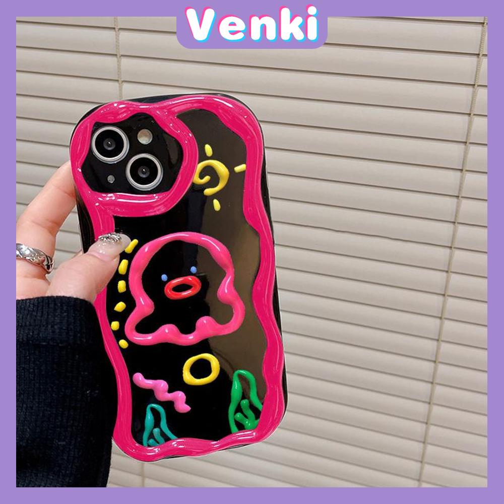 VENKI - For iPhone 11 iPhone Case Black Glossy TPU Soft Case Shockproof Protection Camera Abstract Cartoon Compatible with iPhone 14 13 Pro max 12 Pro Max xr xs max 7Plus 8Plus