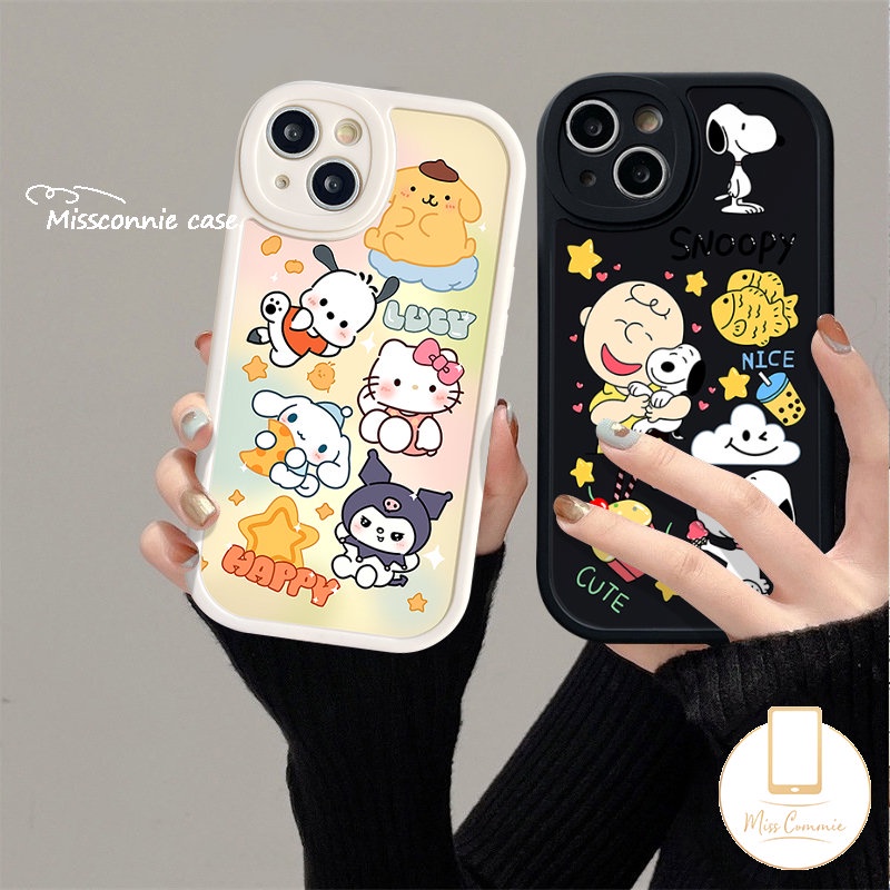 Kartun Snoopy Lucu Holle Kitty Case Kompatibel Untuk IPhone 7Plus 11 14 13 12 Pro Max XR X XS Max7 8 6 6s Plus SE 2020 Cerita Mainan Kartun Yang Indah Lembut Shockproof Cover