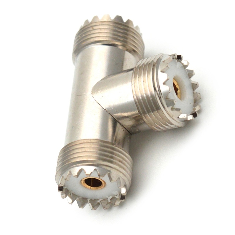 Vivi 1PC Konektor PL259 UHF Female PL-259 Ke Dual SO-239 UHF Female SO239 Triple Tee Tipe 3arah Konektor Adaptor