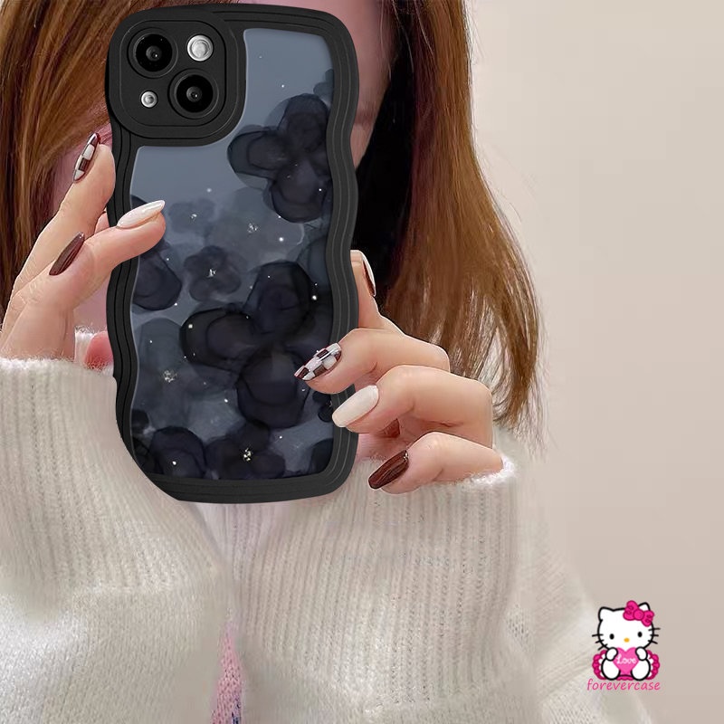 IPHONE Fashion Art Vintage Floral Flowers Case Kompatibel Untuk Iphone7 6s 8 6 14 Plus XS XR X Max11 12 13 14 Pro Max 7Plus SE 2020 Lembut Retro Bunga Mawar Telepon Wavy Edge Tpu Cover