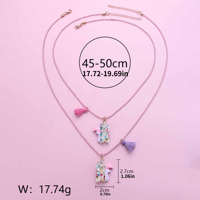 2pcs/set Hewan Kucing Awan Elemen Liontin Sahabat Bff Kalung Untuk Anak Anak Perempuan Persahabatan Perhiasan Hadiah