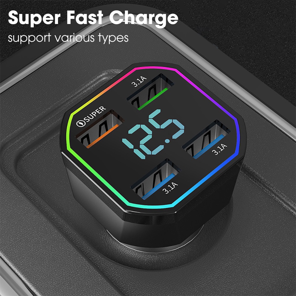 Charger Multi Fungsi 4USB/Charger Mobil 3.1A/66W 3.1A/QC3.0 PD Charge Super Cepat Untuk Semua Ponsel &amp; MP4 &amp; Kamera/Onderdil Otomatis