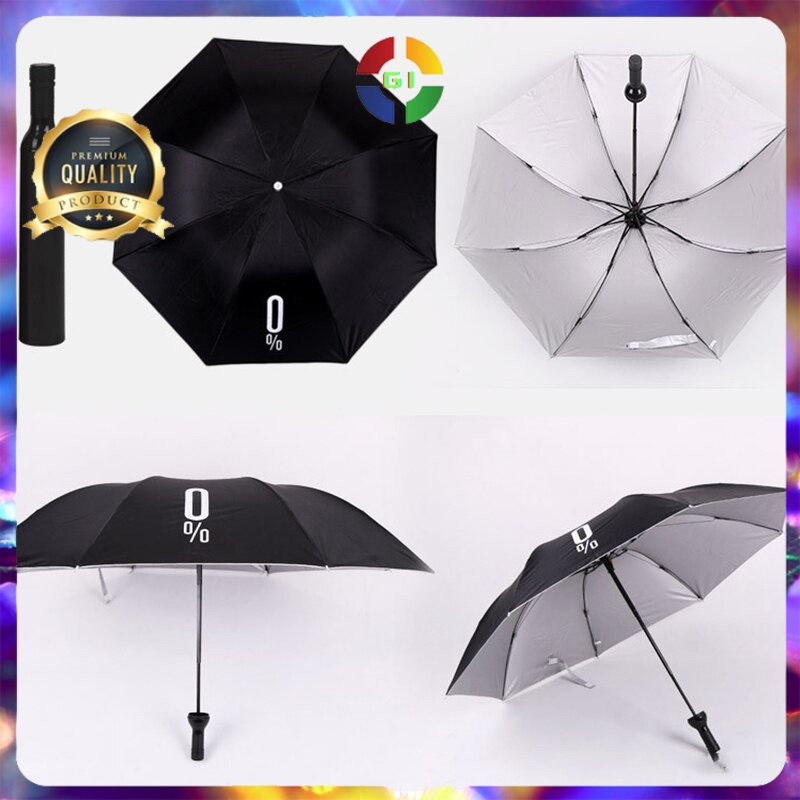 Payung Lipat Desain Botol Wine Folding Umbrella Anti UV Black