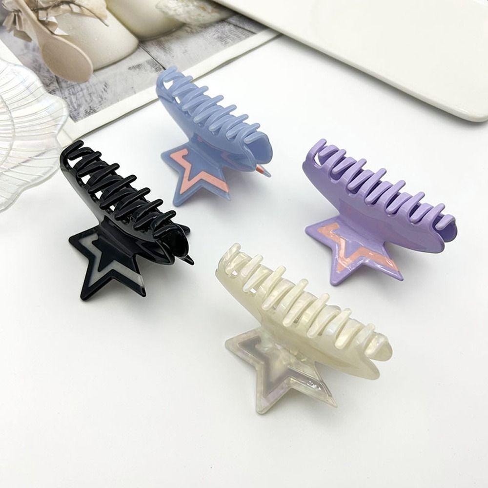 Fishstick Star Acetate Hair Claw Elegant Sweet Y2k Style Hair Crab Clip Ponytail Holder Besar Hairgrips Zircon Korea Jepit Rambut