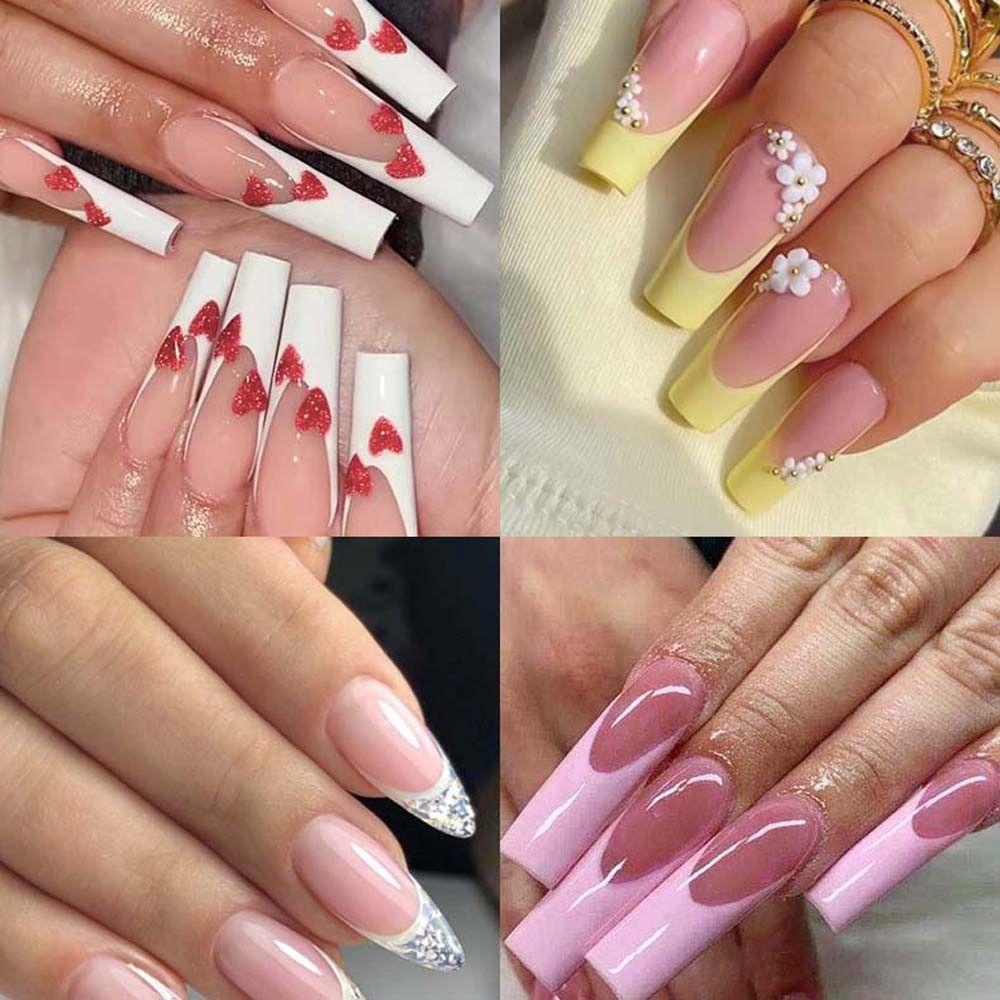 Agustina Kuku Cetakan Stiker Fashion Perekat Diri Dekorasi Kuku Manikur Aksesoris Garis Perancis Kuku Decals Nails Bentuk Ekstensi Gel Ekstensi Nail Mold