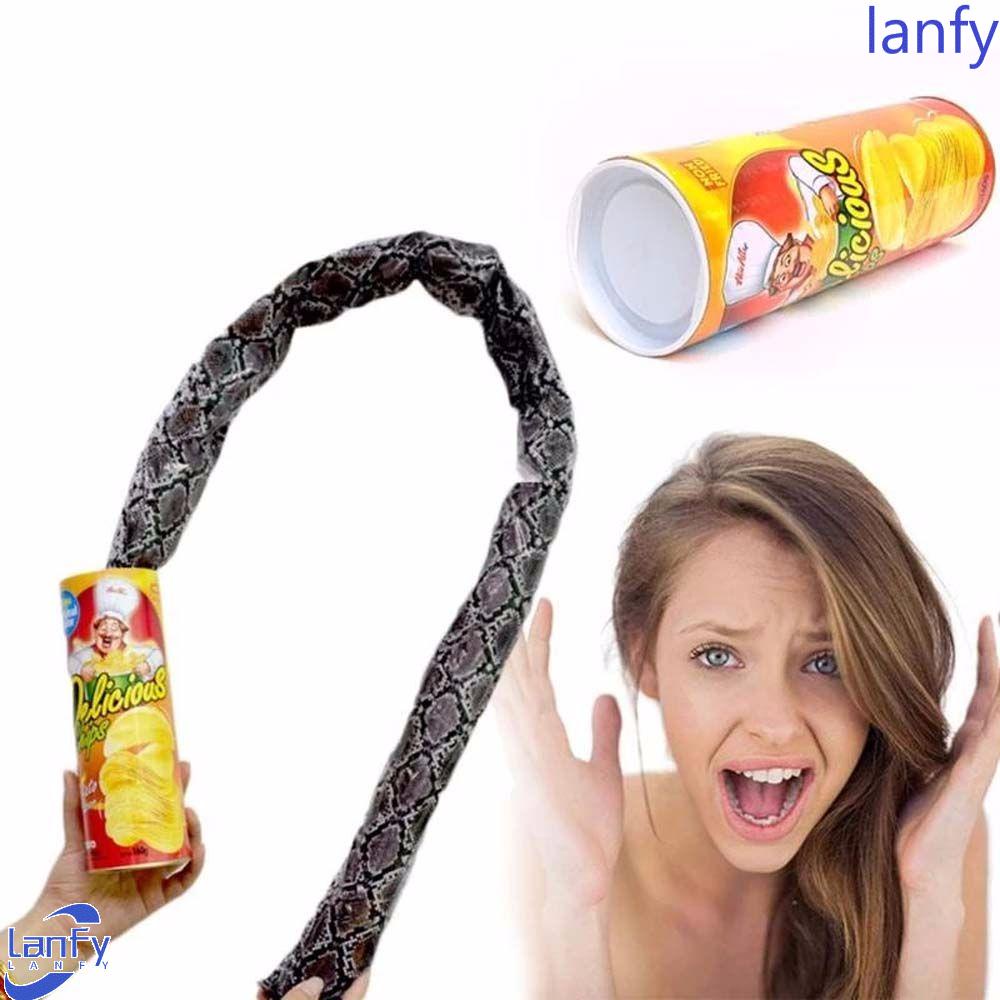 Lanfy The Potato Chip Snake Can Novelty Toy Mop Day Hadiah Halloween A Can Gag Trik Sulap