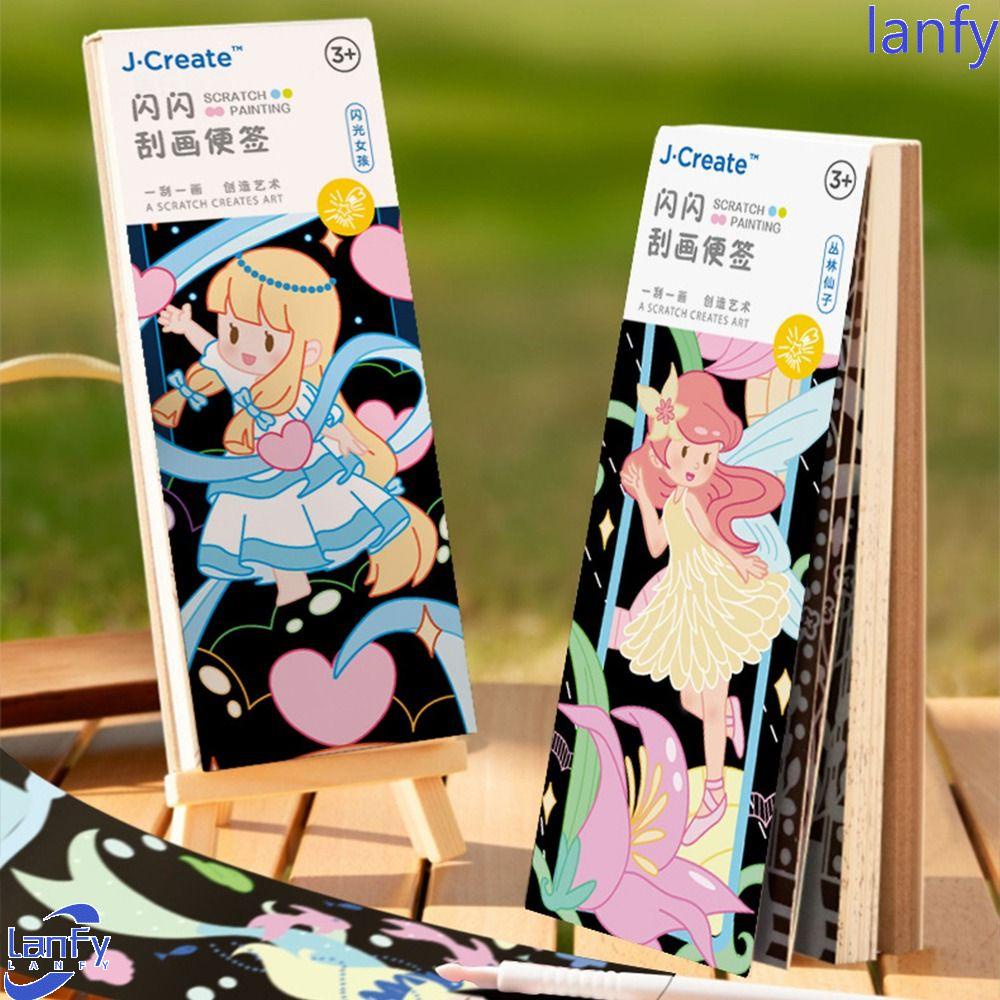 Lanfy Scratch Painting Bookmark Set Portable 20lembar Dewasa Anak DIY Bookmark Kids Painting Mainan Gambar