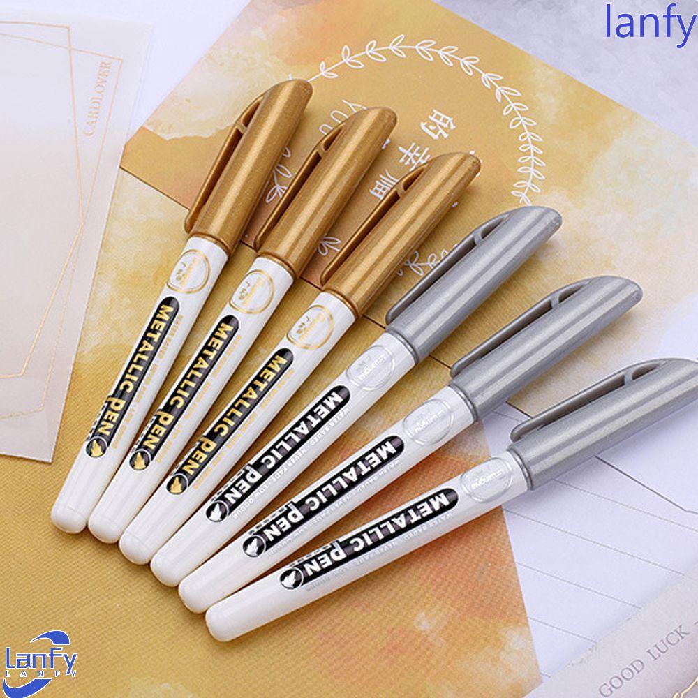 Lanfy Pen Neon Seni Lukisan Scrapbooking Tahan Air Tinta DIY Epoxy Metalik Pena Alat Tulis Siswa Pena Sorot Perlengkapan Siswa Pena Cat