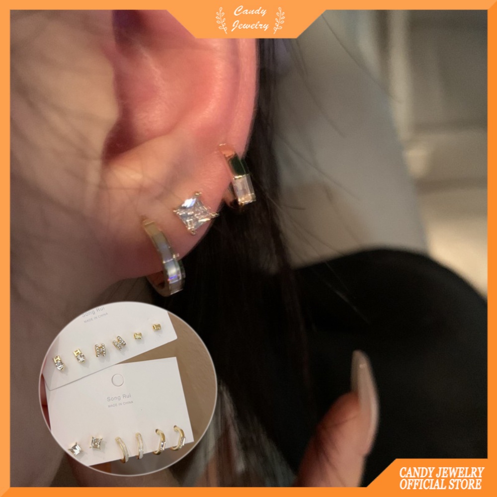 6-piece Set Super Serbaguna Temperamen Anting Mutiara Niche Desain Anting Wanita High-end Rasa Anting Mutiara Wanita Permen Perhiasan