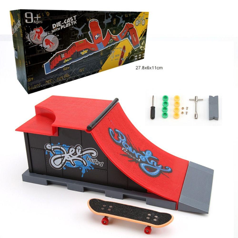 Lanfy Jari Skateboard Set Mainan Surfing Untuk Anak Jari Skuter Skateboard Model Jari Pelatihan Fingerboard Mainan Skate Taman Ramp Mainan