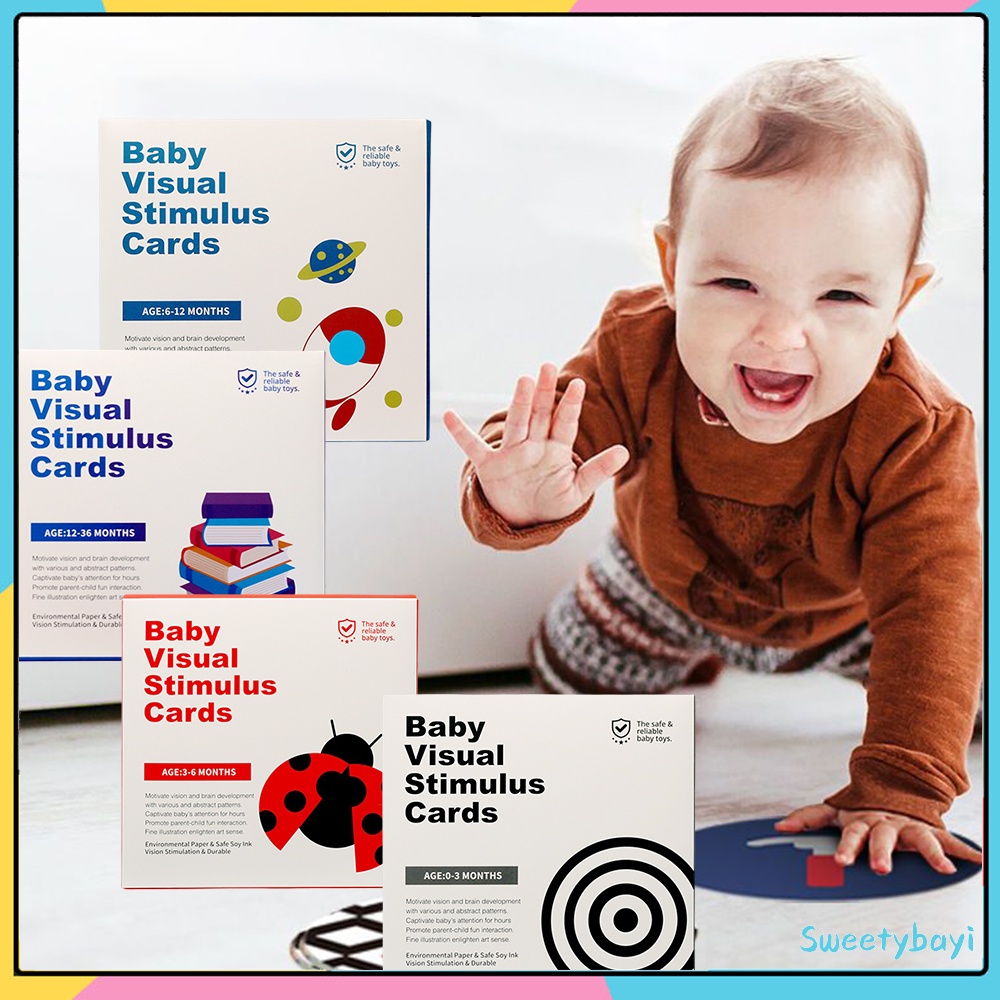 Sweetybayi High contrast visual card Kartu pintar stimulasi visual bayi Montessori toys 0-3thn