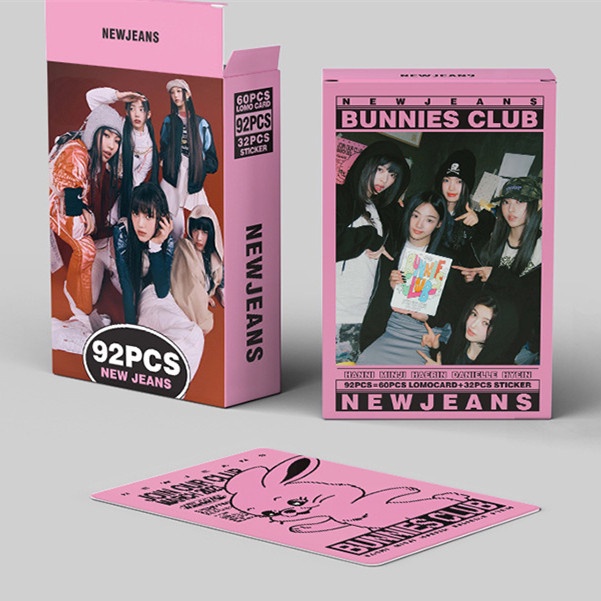 92pcs /box NJ BUNNIES CLUB Stiker Photocards Lomo Card NJ Kpop Postcards Pasta