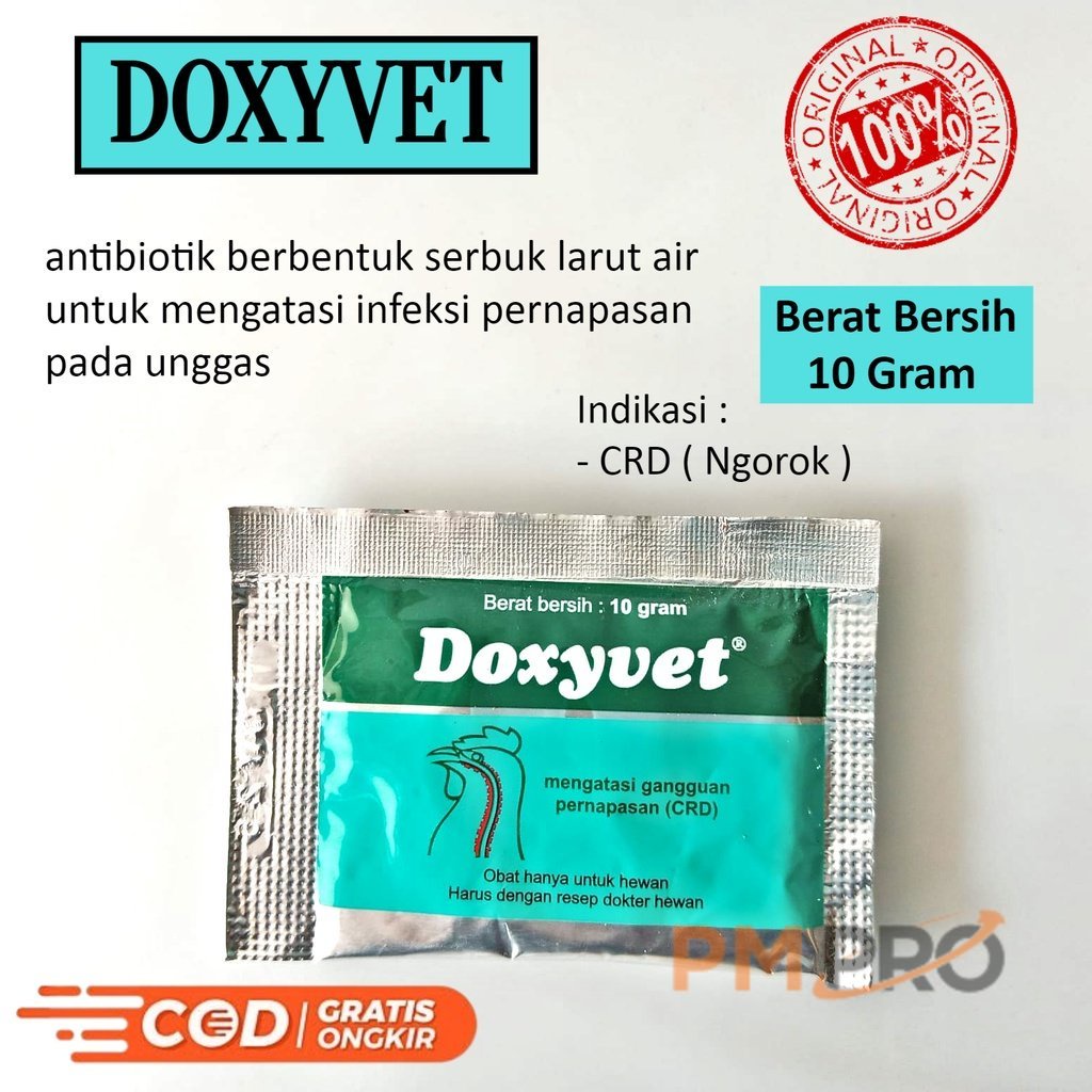 Doxyvet 10 Gram Obat Antibiotik Ayam Burung Ngorok Pilek Crd Flu Dan Infeksi Saluran Pernafasan Pada