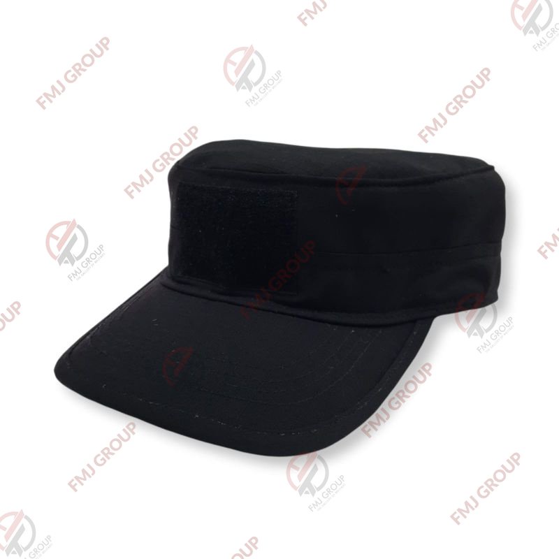 Topi Komando Tactical Army Polos / Topi Komando Allsize Perekat Velcro Hitam