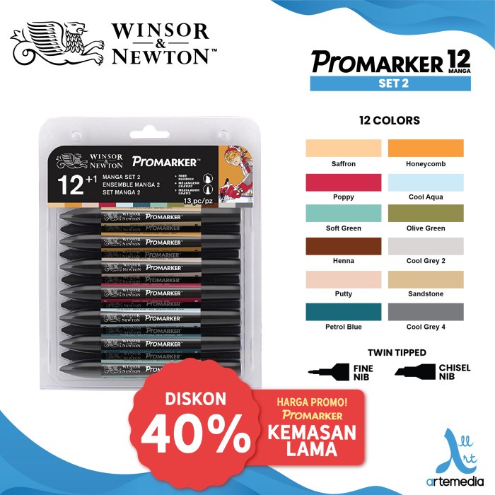 

Marker Winsor & Newton Promarker Manga Set 12 Dual Point Pena Kuas - MANGA SET 1