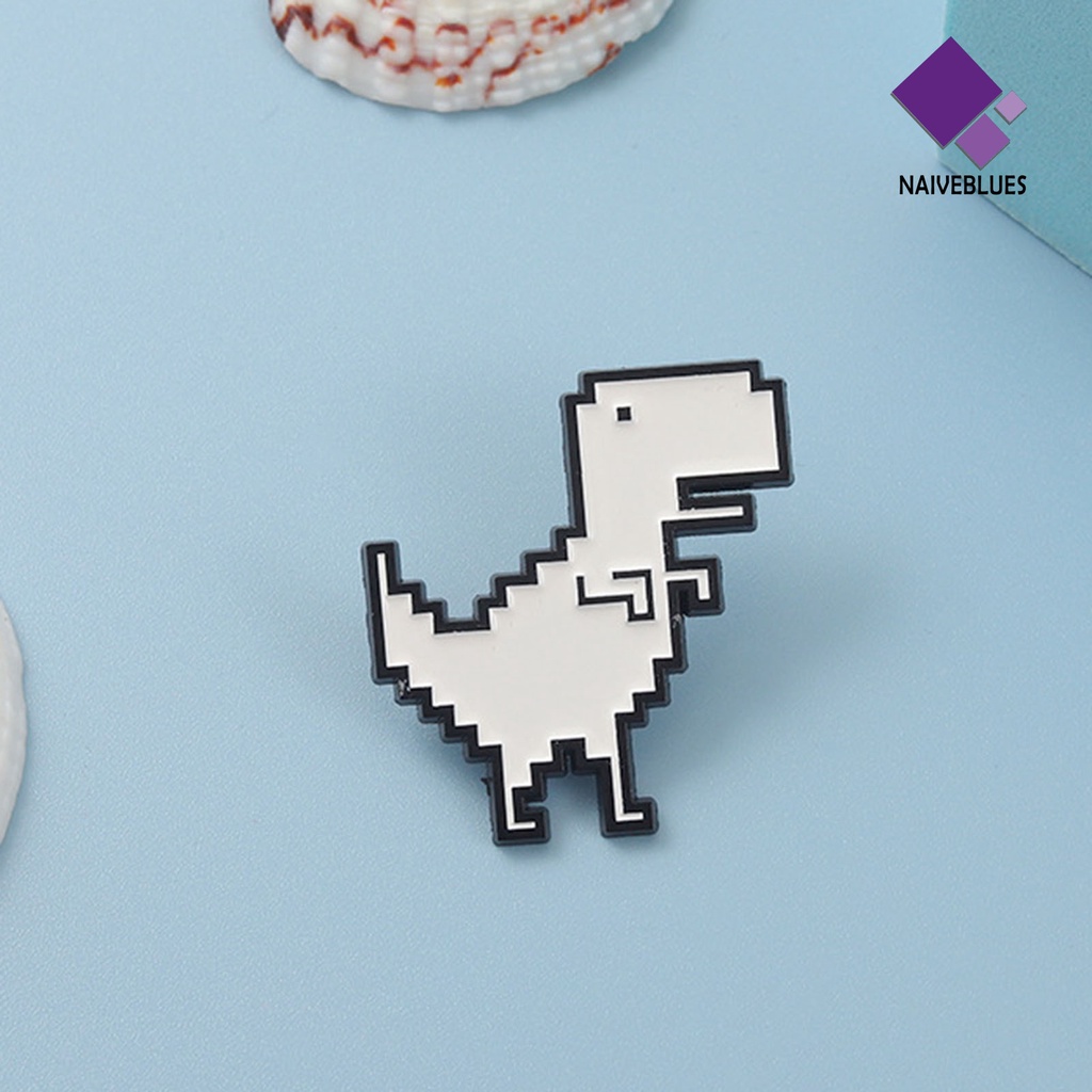 &lt; Naiveblues &gt; Bros Dinosaurus Retro Pixel Geometris Pin Dinosaurus Putih Aksesoris Elegan Lencana Hewan Yang Indah