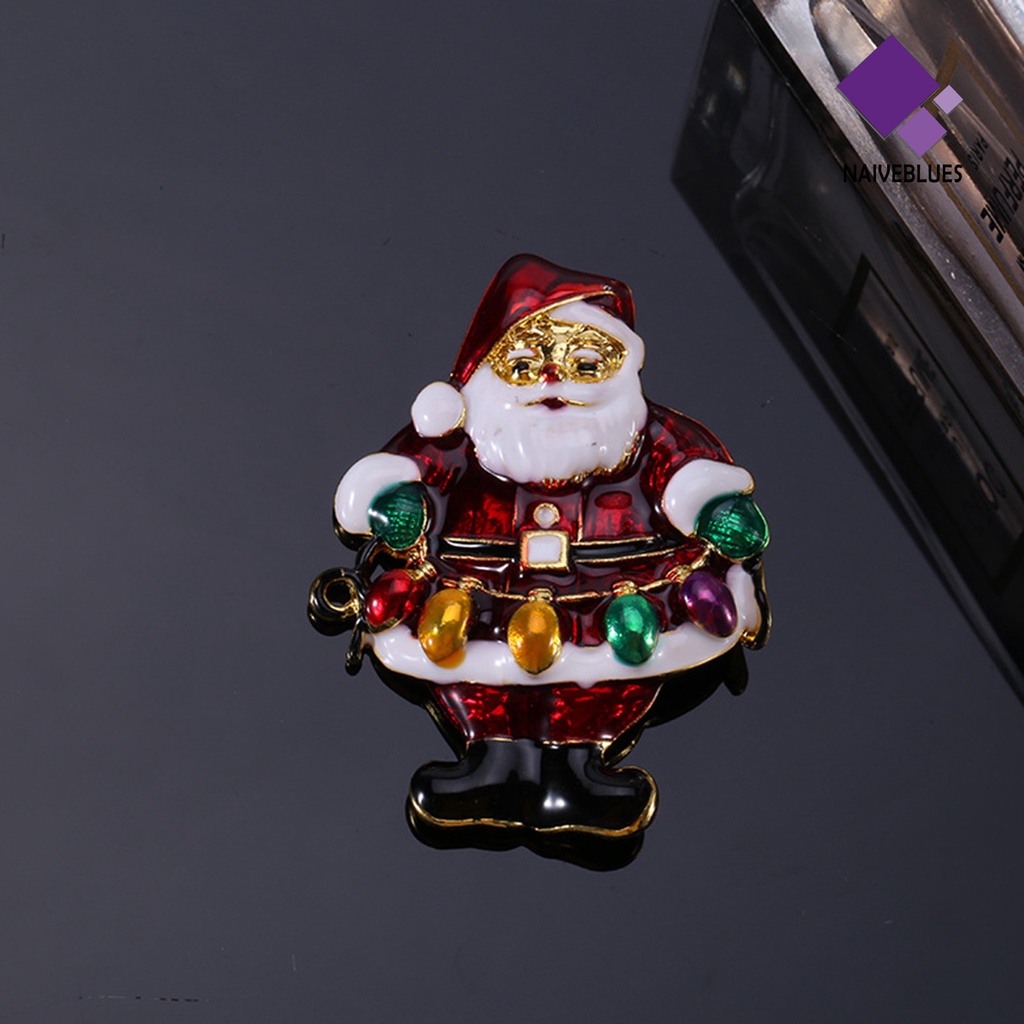 &lt; Naiveblues &gt; Bros Natal Multicolor Meriah Gambar Kartun Shiny Hias Enamel Claus Breastpin Hadiah Fashion