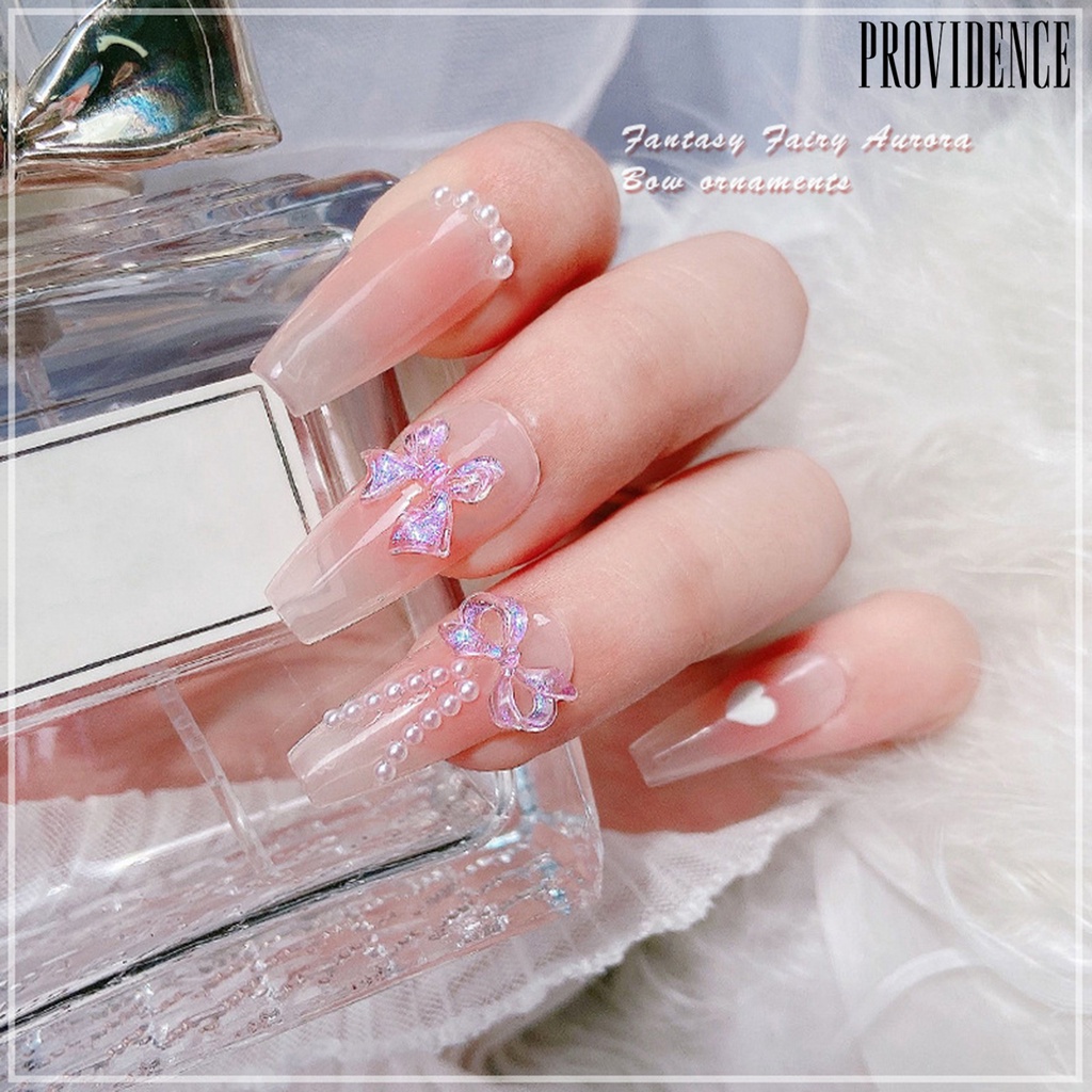 Providence 1tas Jelly Pita Busur Kuku Seni Pesona Ikatan Simpul Kuku Perhiasan Glitter Wanita Gadis DIY Manicure Dekorasi Resin Permen Warna Musim Panas Dekorasi Kuku