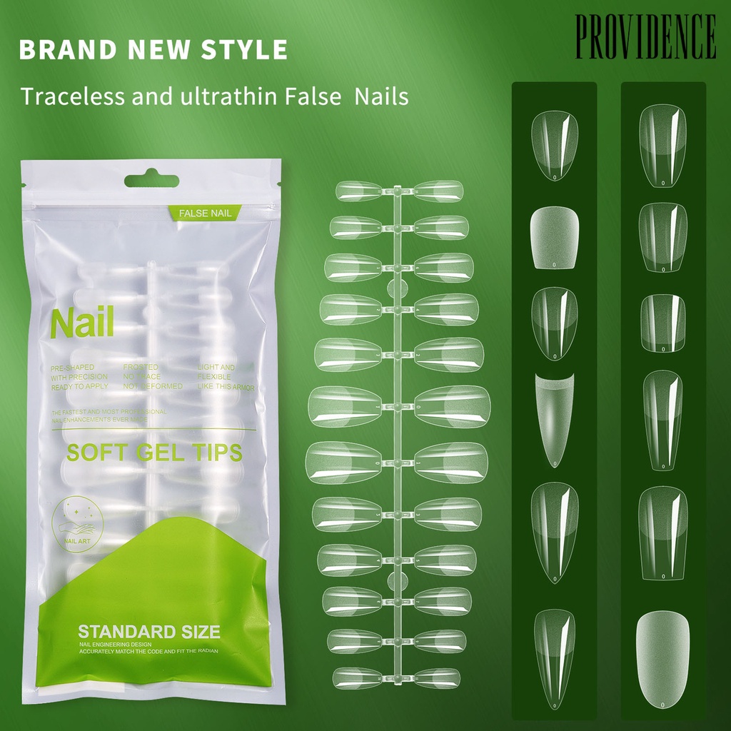 Providence 120 Pcs Tekan Pada Kuku Multi Bentuk Transparan Penuh Penutup Dapat Dilepas DIY Plastik Pre Shaped Ballerina Kuku Palsu Tips Perlengkapan Kuku