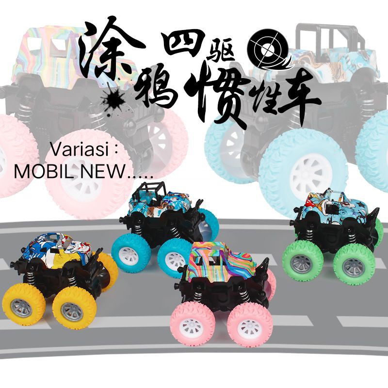 Mainan Anak Mobil Monster Zap Mainan Mobil Jip Off Road 4 Drive Inertial Bigfoot Mobil Anak Tanpa Baterai