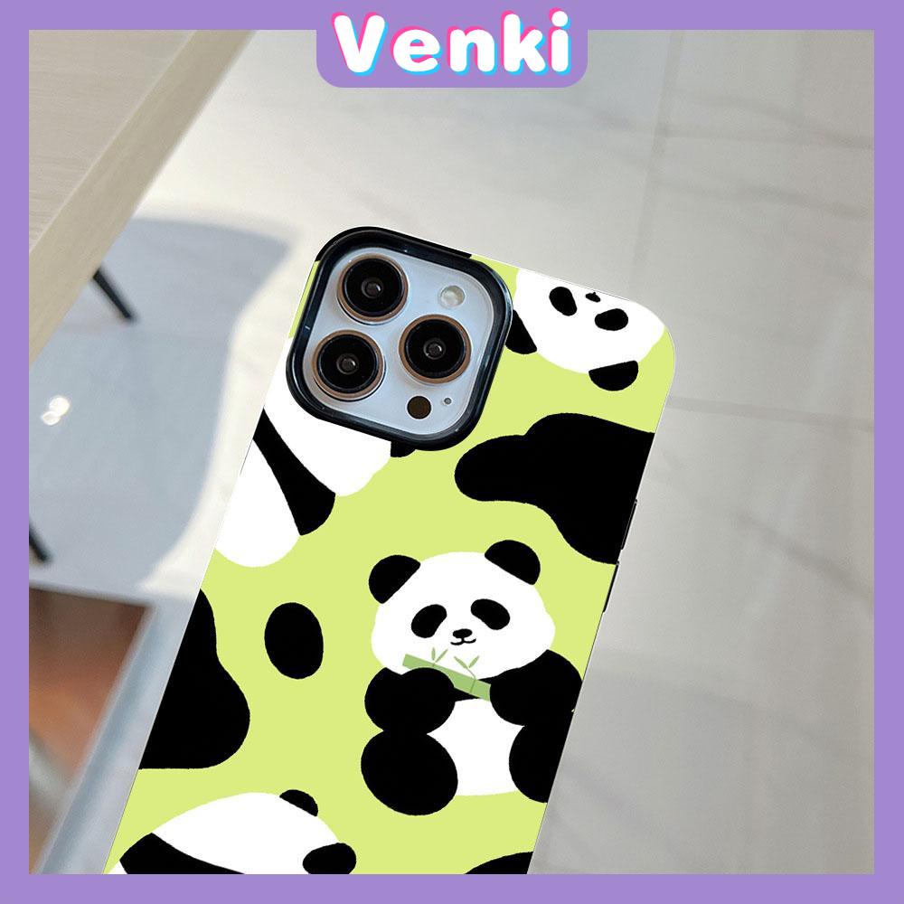 VENKI - For iPhone 11 Phone Case Black Glossy TPU Soft Case Shockproof Protection Camera Cute Small PandaCompatible with iPhone 14 13 Pro max 12 Pro Max xr xs max 7Plus 8 Plus