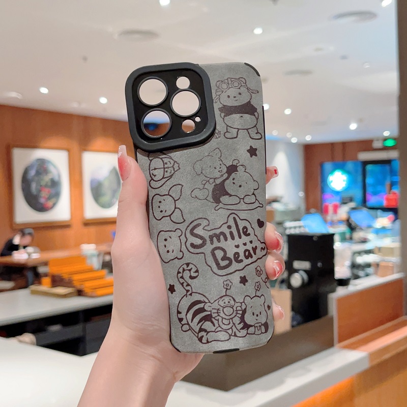 IPHONE Case Pelindung Kulit Motif Kartun Smile Bear Untuk Iphone14 13 12 11 Pro MAX X XR XS Max7 8 Plus soft case Anti-drop