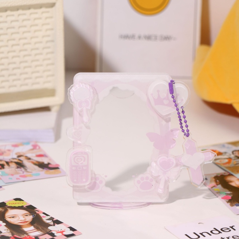 Sweet Cool Acrylic Card Holder Bingkai Foto 3Inch Untuk Idol Photocard Pelindung Desktop Display Stand