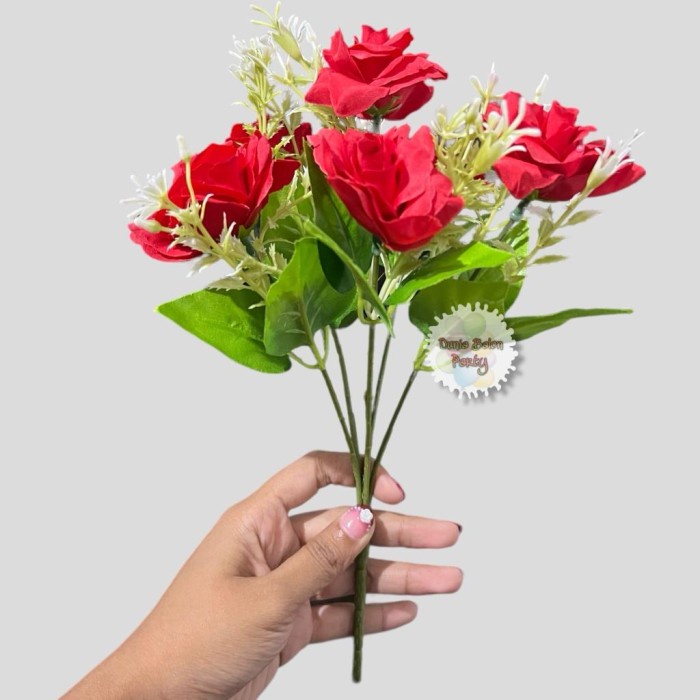 Rose 6MG - Bunga Mawar Rose x6/ Artificial Flower Rose / Bunga Plastik