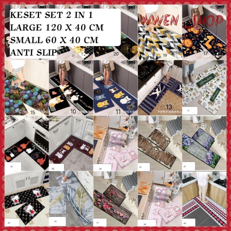 Karpet 2 In 1 Alas Kaki Lantai Keset Lantai Kamar Mandi Kamar Tidur Rumah Karpet Dapur Anti Selip 2 in 1 Kitchen Floor Mat