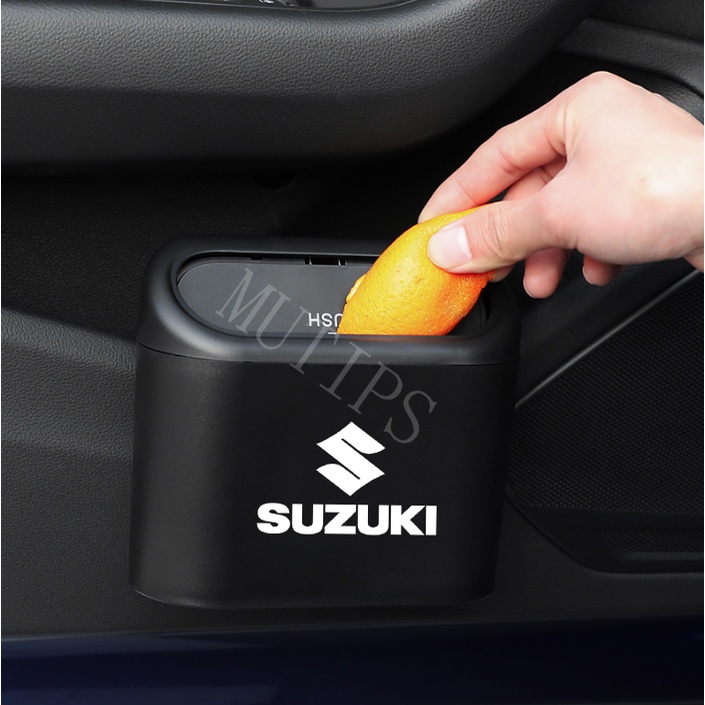 Suzuki Tempat Sampah Mini Portable Mobil Gantung Tutup Flip Dustbin Back Seat Waterproof ABS Storage Box Organizer Untuk Swift SX4 S-cross Jimny Grand ERTIGA XL7 Vitara Brezza Ignis Wagon R