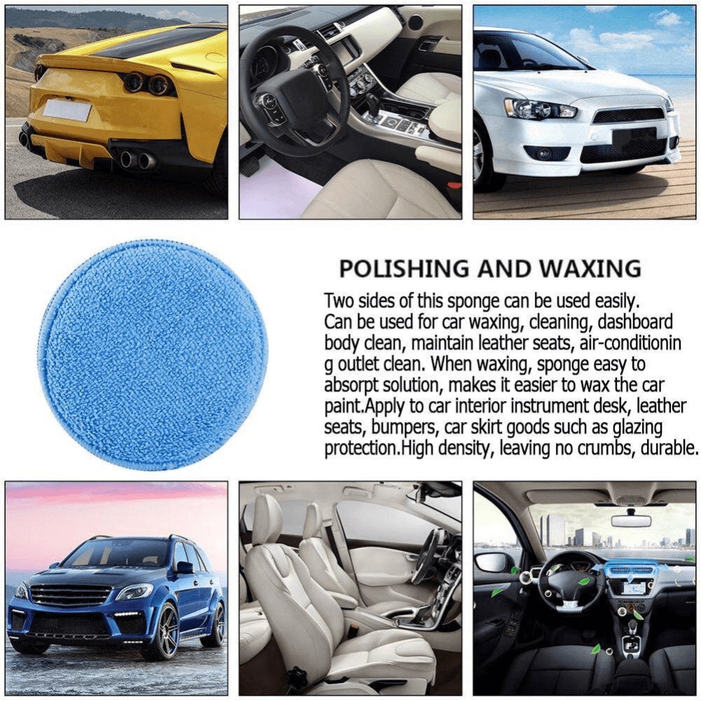 6pcs Spons Poles Mobil Bulat Microfiber Lembut Auto Care Wax Aplikator Pads Car Waxing Poles Perawatan Cat Buff Pads Microfiber Wax Aplikator Sponge Pads Dengan Saku Jari